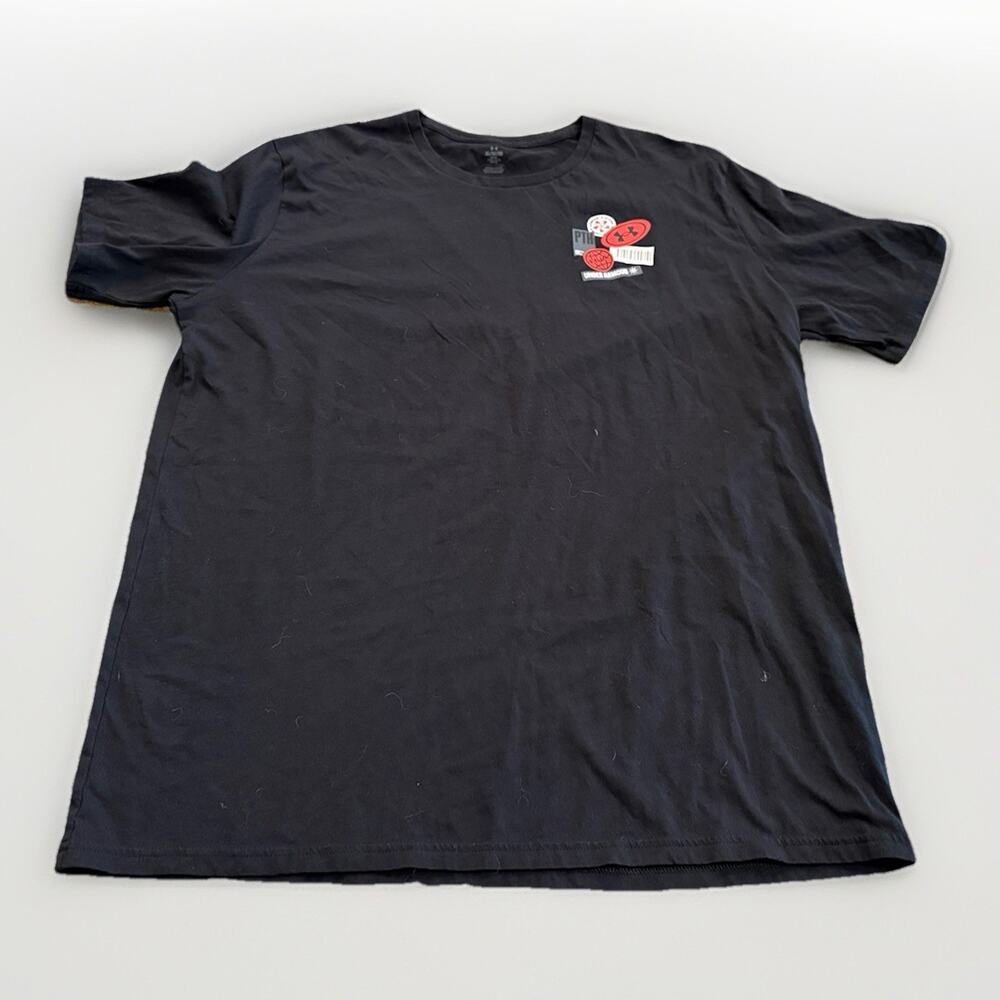 Under Armour Men Black Loose Fit Multiple UA Graphic Print Logo T-Shirt Size XL